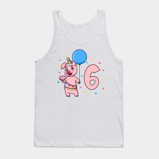 I am 6 with pig - kids birthday 6 years old Tank Top